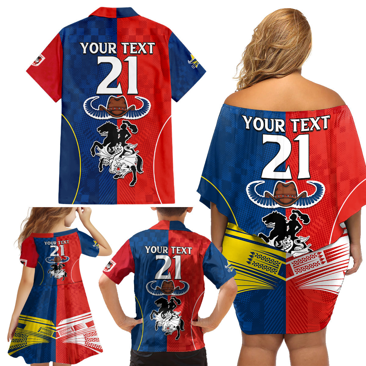 custom-nrl-cowboys-combine-dragon-rugby-family-matching-off-shoulder-short-dress-and-hawaiian-shirt-sporty-style