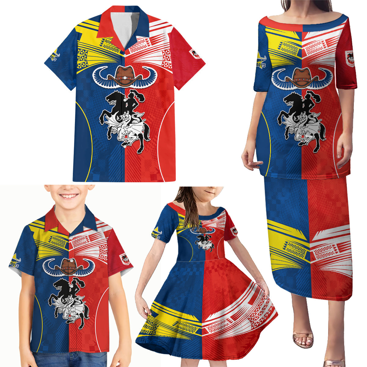 custom-nrl-cowboys-combine-dragon-rugby-family-matching-puletasi-dress-and-hawaiian-shirt-sporty-style