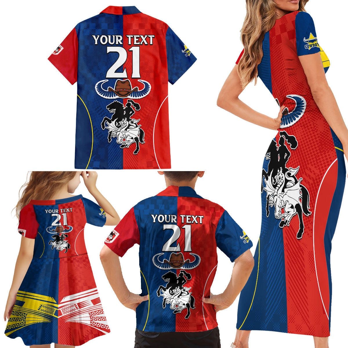 custom-nrl-cowboys-combine-dragon-rugby-family-matching-short-sleeve-bodycon-dress-and-hawaiian-shirt-sporty-style