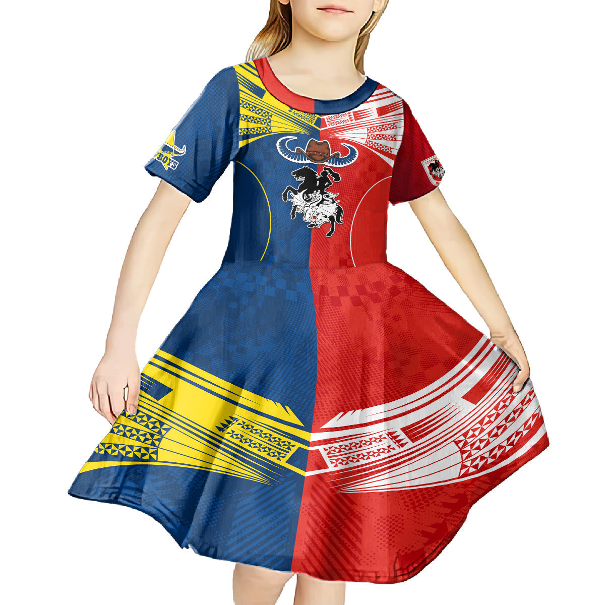 custom-nrl-cowboys-combine-dragon-rugby-kid-short-sleeve-dress-sporty-style