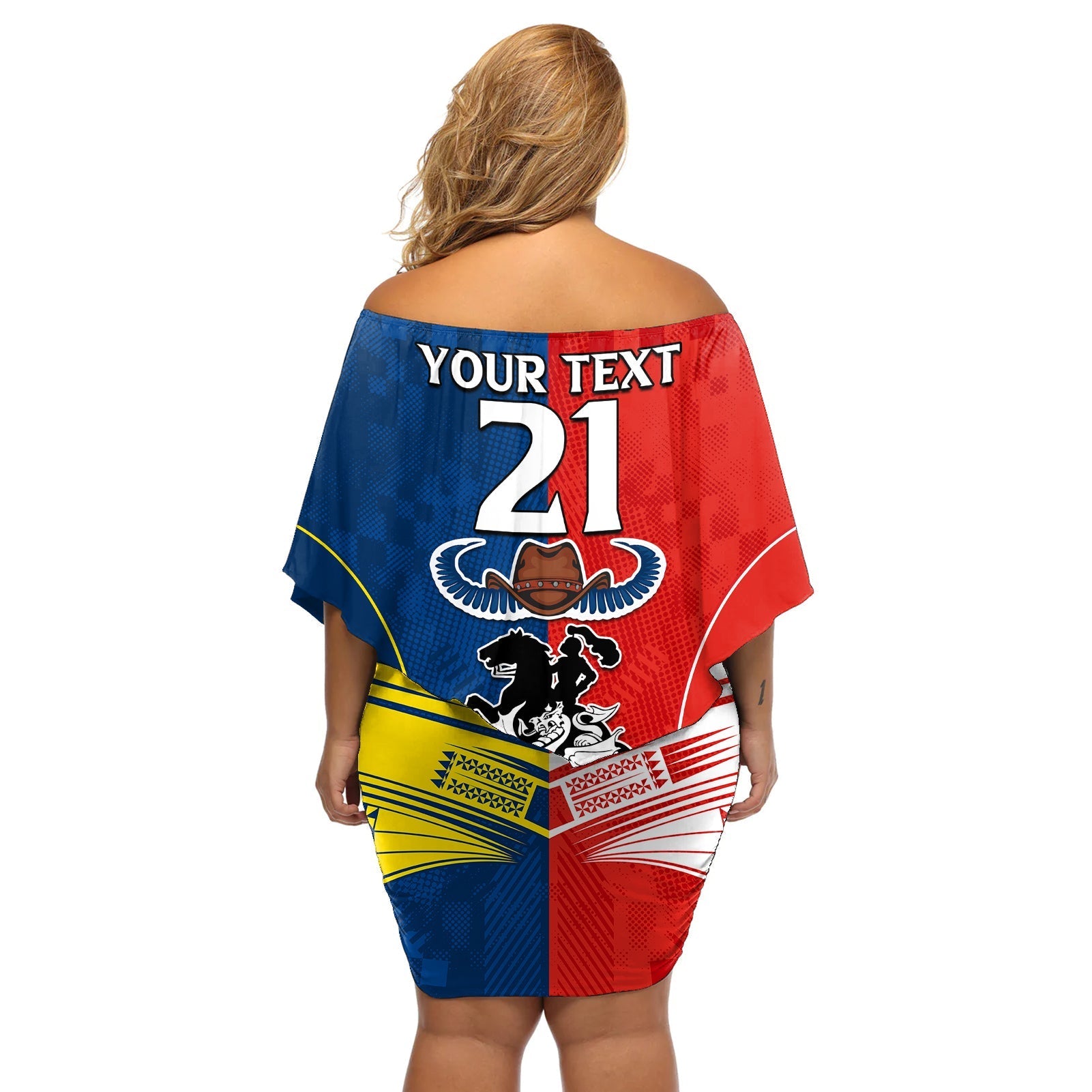 custom-nrl-cowboys-combine-dragon-rugby-off-shoulder-short-dress-sporty-style