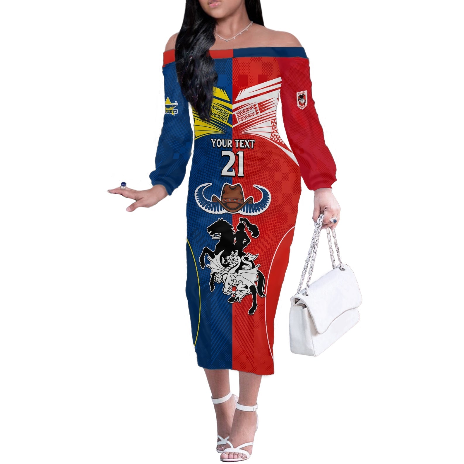 custom-nrl-cowboys-combine-dragon-rugby-off-the-shoulder-long-sleeve-dress-sporty-style