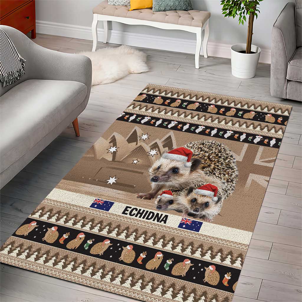 Aussie Echidna Area Rug Merry Christmas - Vibe Hoodie Shop