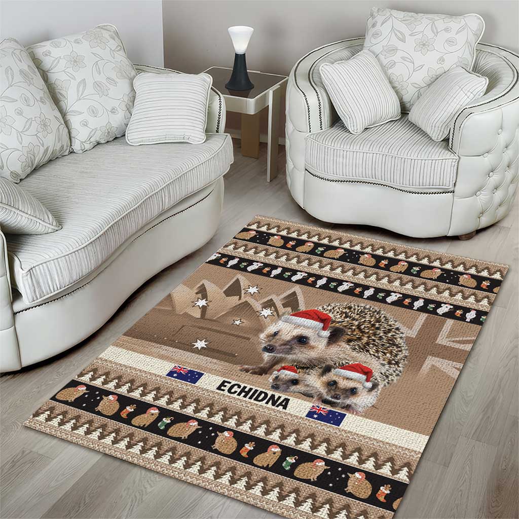 Aussie Echidna Area Rug Merry Christmas - Vibe Hoodie Shop