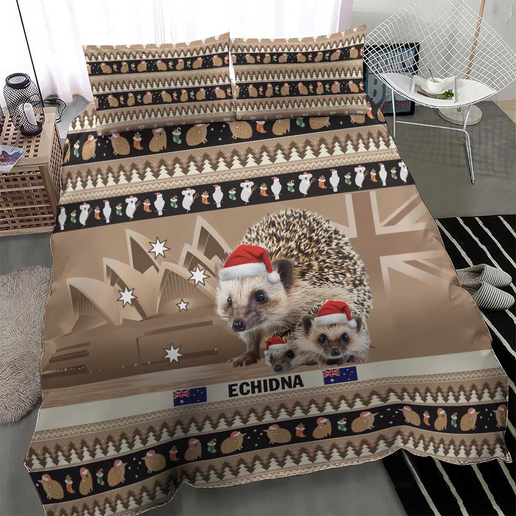 Aussie Echidna Bedding Set Merry Christmas - Vibe Hoodie Shop