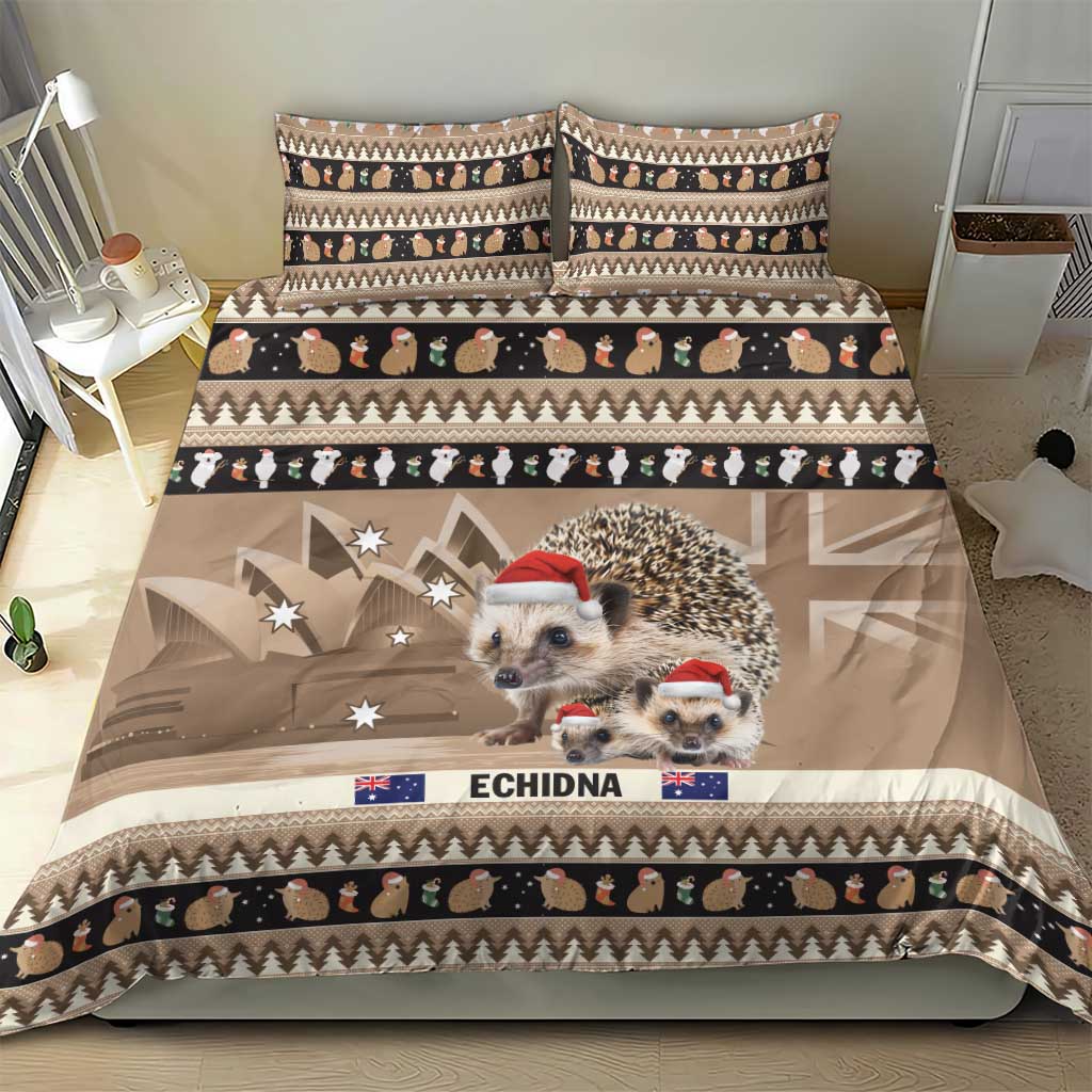 Aussie Echidna Bedding Set Merry Christmas - Vibe Hoodie Shop