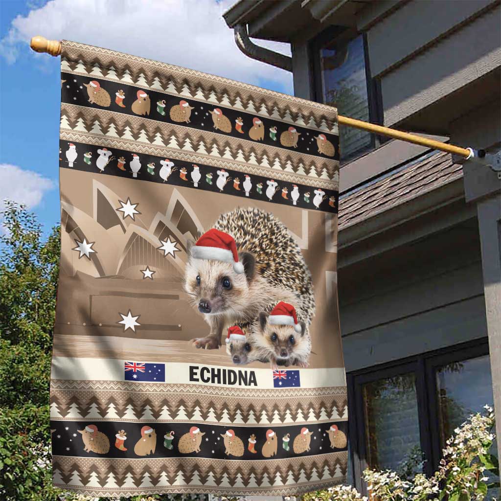 Aussie Echidna Garden Flag Merry Christmas - Vibe Hoodie Shop