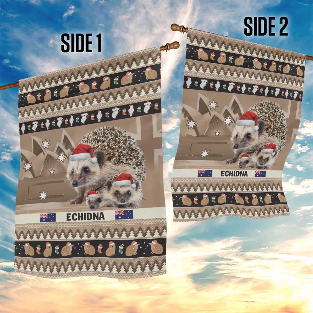 Aussie Echidna Garden Flag Merry Christmas - Vibe Hoodie Shop