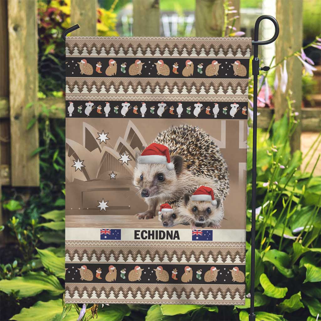 Aussie Echidna Garden Flag Merry Christmas - Vibe Hoodie Shop