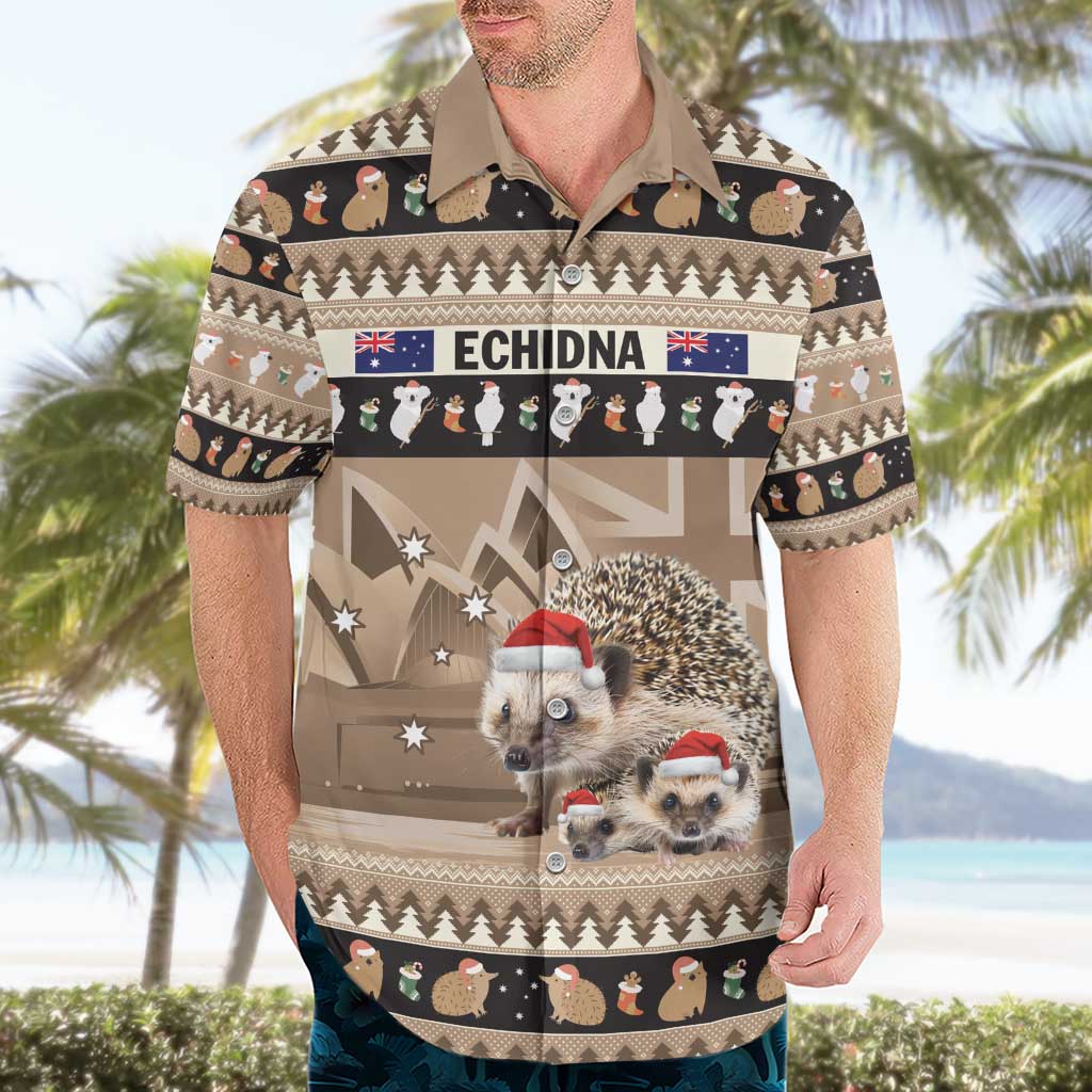 Aussie Echidna Hawaiian Shirt Merry Christmas - Vibe Hoodie Shop