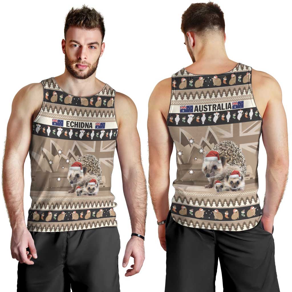 Aussie Echidna Men Tank Top Merry Christmas - Vibe Hoodie Shop