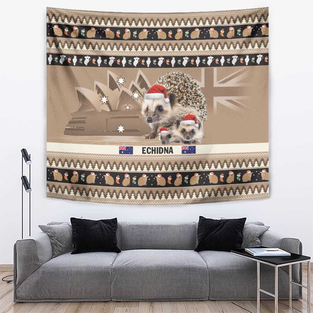 Aussie Echidna Tapestry Merry Christmas - Vibe Hoodie Shop