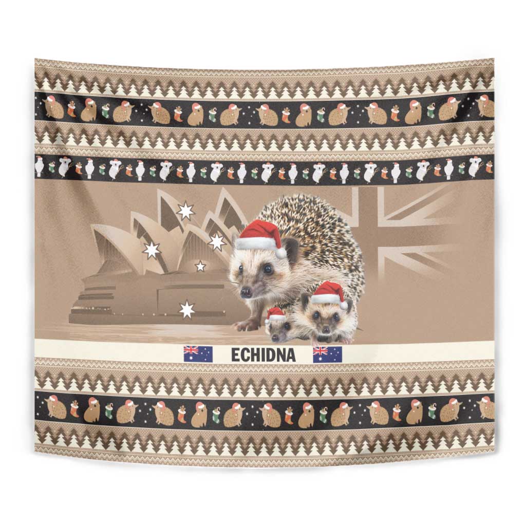 Aussie Echidna Tapestry Merry Christmas - Vibe Hoodie Shop