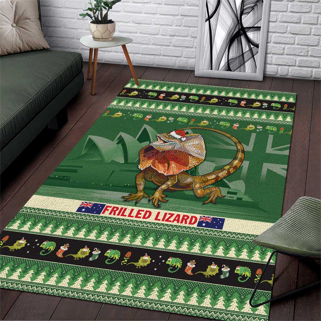 Aussie Frilled Lizard Area Rug Merry Christmas - Vibe Hoodie Shop