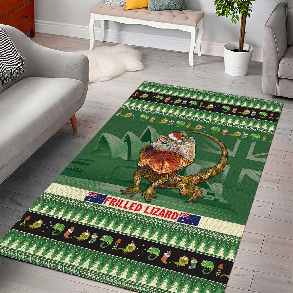 Aussie Frilled Lizard Area Rug Merry Christmas - Vibe Hoodie Shop