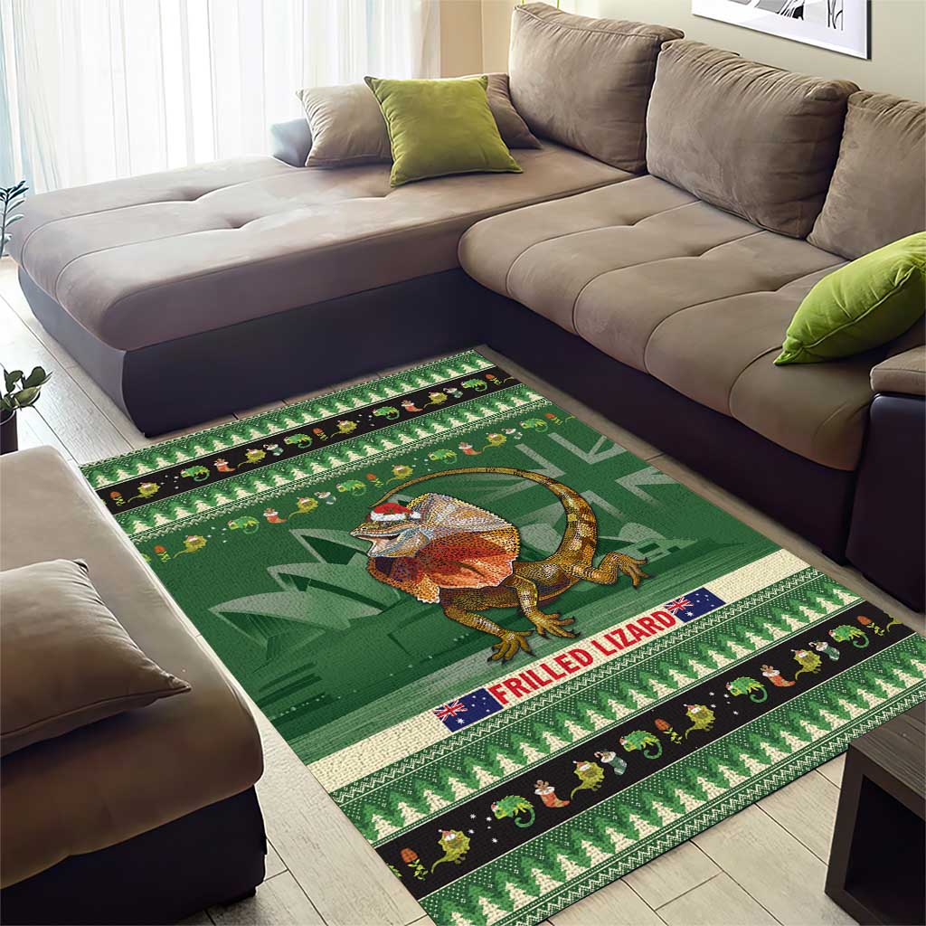 Aussie Frilled Lizard Area Rug Merry Christmas - Vibe Hoodie Shop