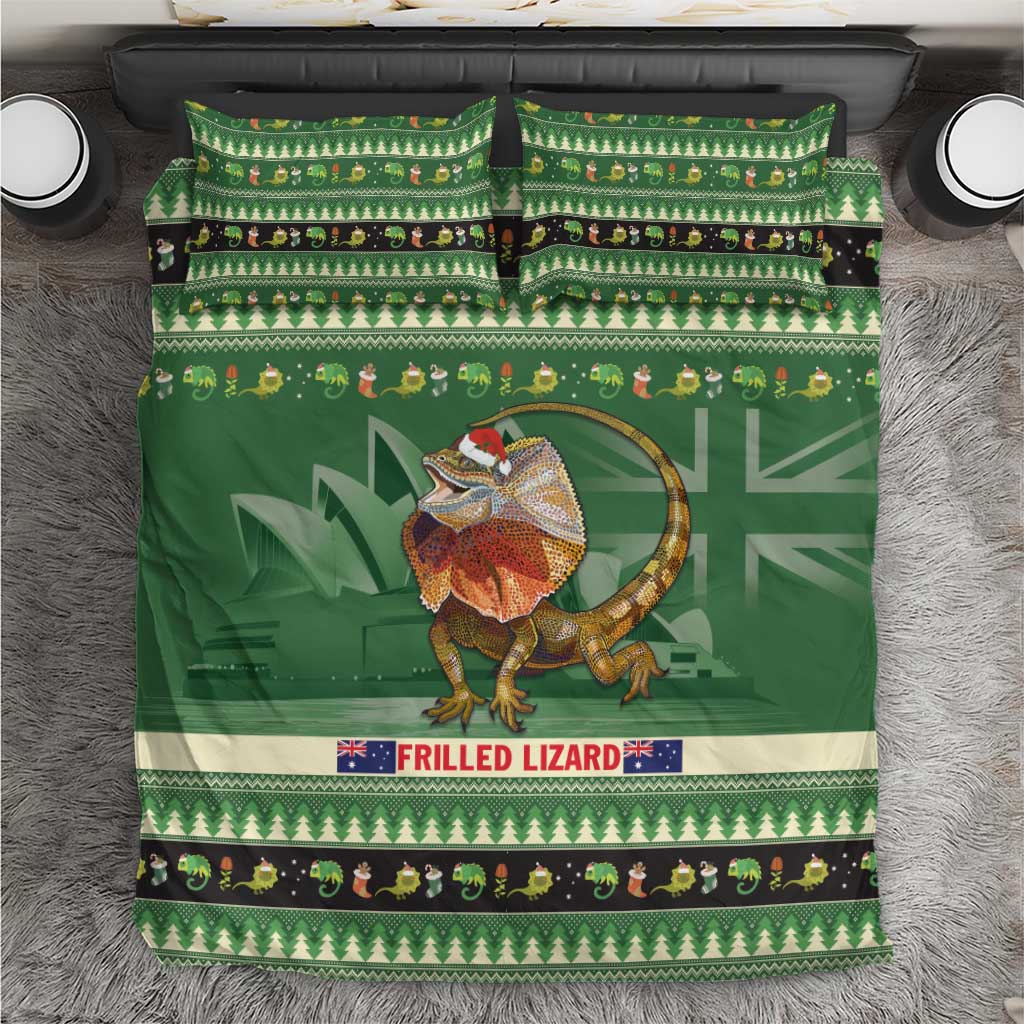 Aussie Frilled Lizard Bedding Set Merry Christmas - Vibe Hoodie Shop