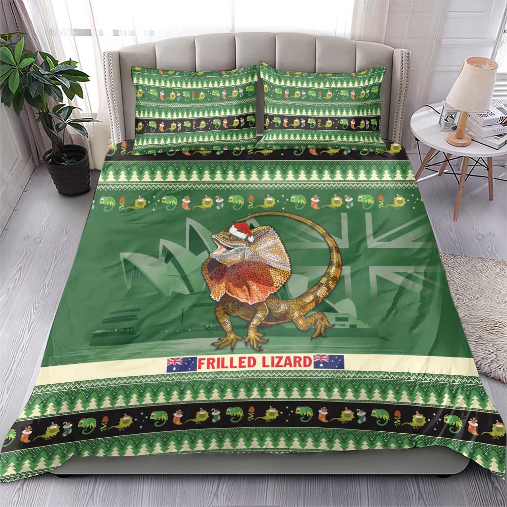 Aussie Frilled Lizard Bedding Set Merry Christmas - Vibe Hoodie Shop