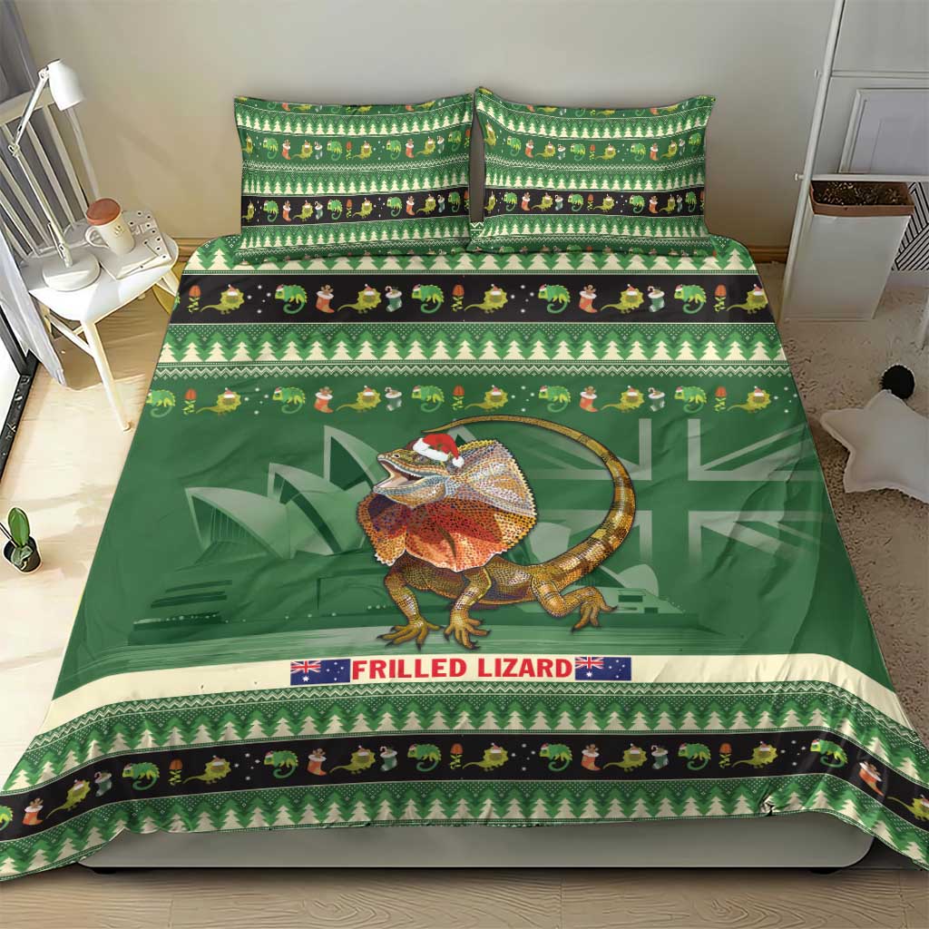 Aussie Frilled Lizard Bedding Set Merry Christmas - Vibe Hoodie Shop