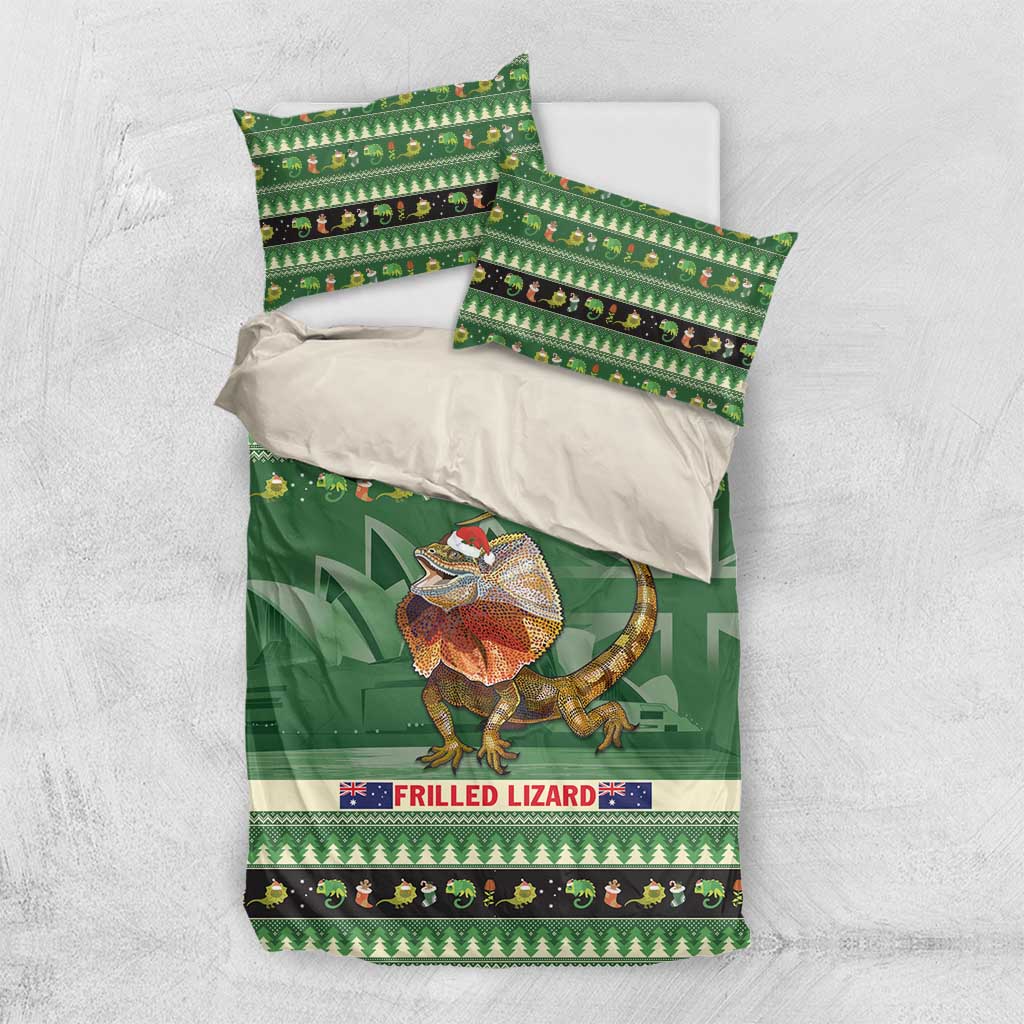 Aussie Frilled Lizard Bedding Set Merry Christmas - Vibe Hoodie Shop