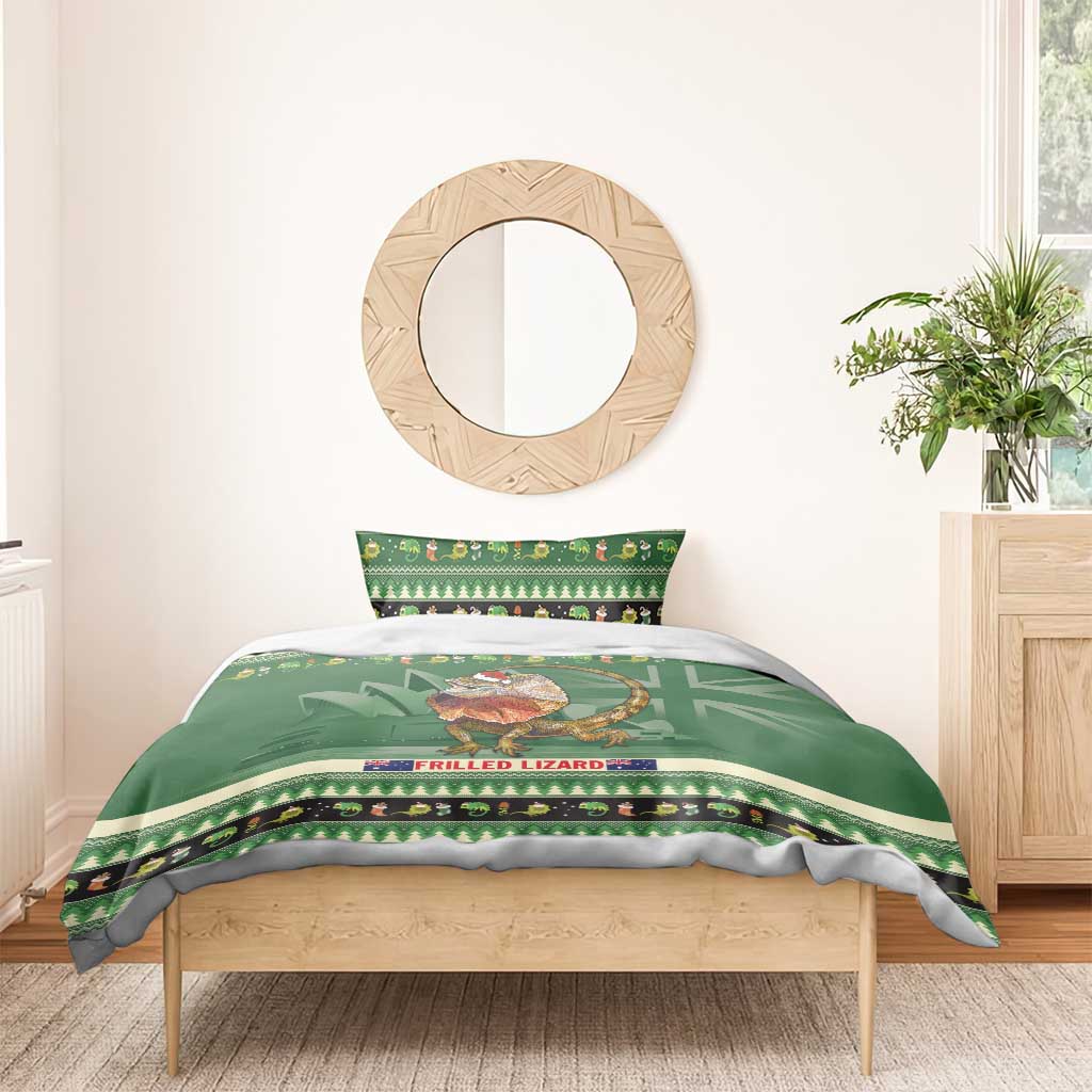 Aussie Frilled Lizard Bedding Set Merry Christmas - Vibe Hoodie Shop
