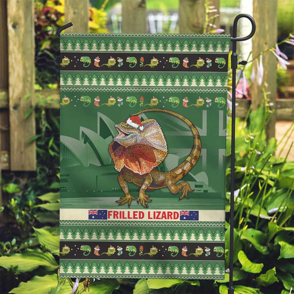 Aussie Frilled Lizard Garden Flag Merry Christmas - Vibe Hoodie Shop