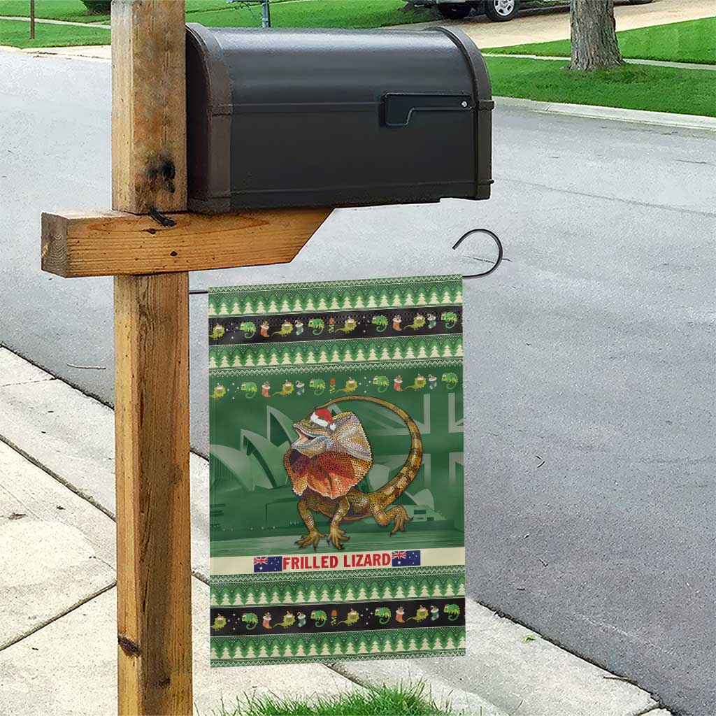 Aussie Frilled Lizard Garden Flag Merry Christmas - Vibe Hoodie Shop