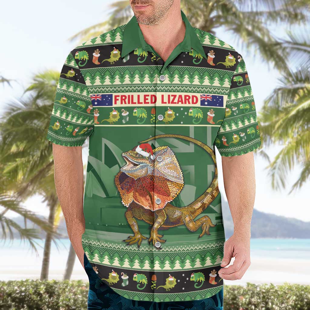 Aussie Frilled Lizard Hawaiian Shirt Merry Christmas - Vibe Hoodie Shop