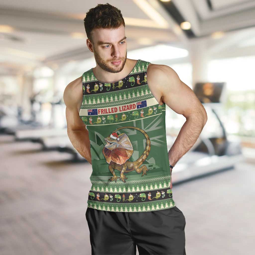 Aussie Frilled Lizard Men Tank Top Merry Christmas - Vibe Hoodie Shop