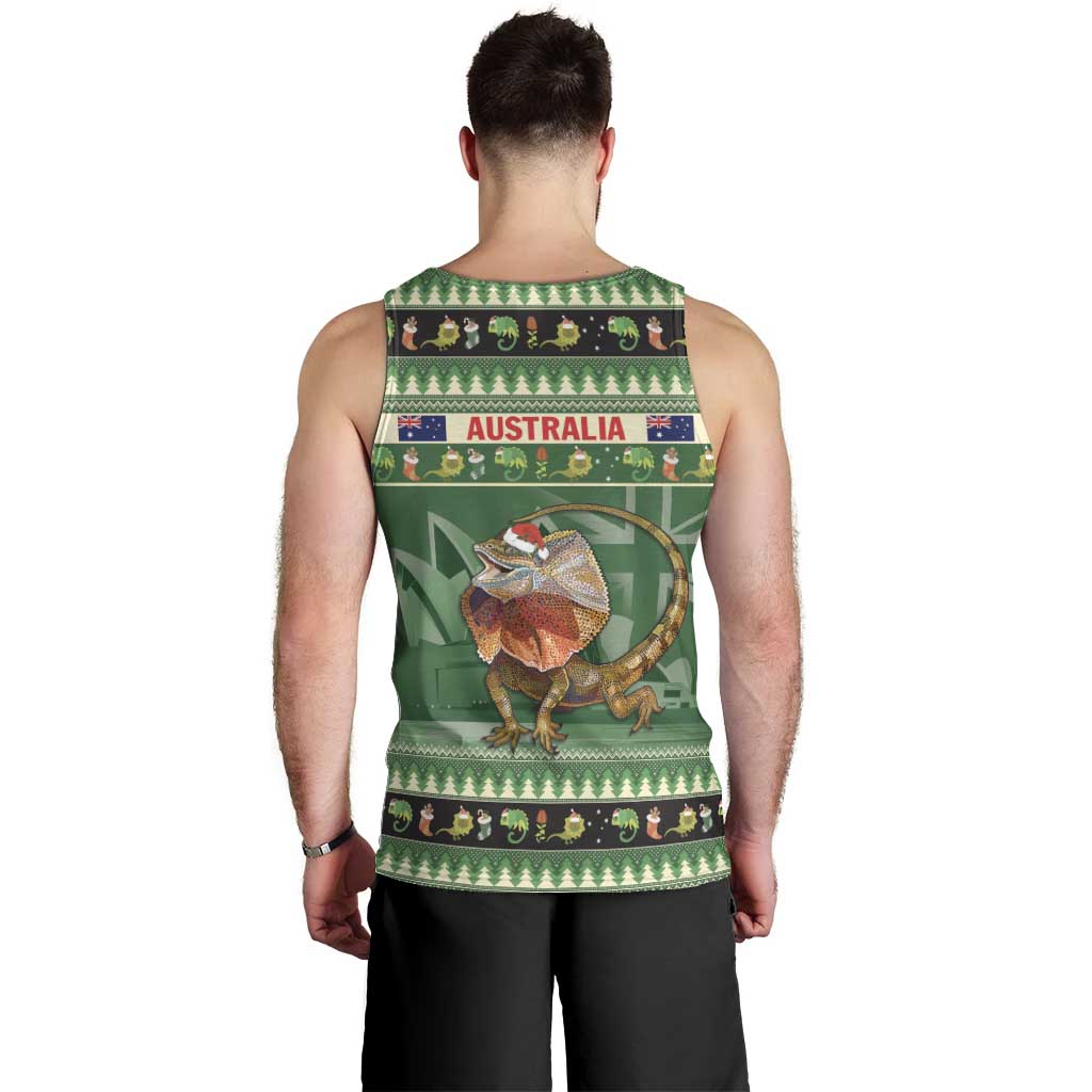 Aussie Frilled Lizard Men Tank Top Merry Christmas - Vibe Hoodie Shop