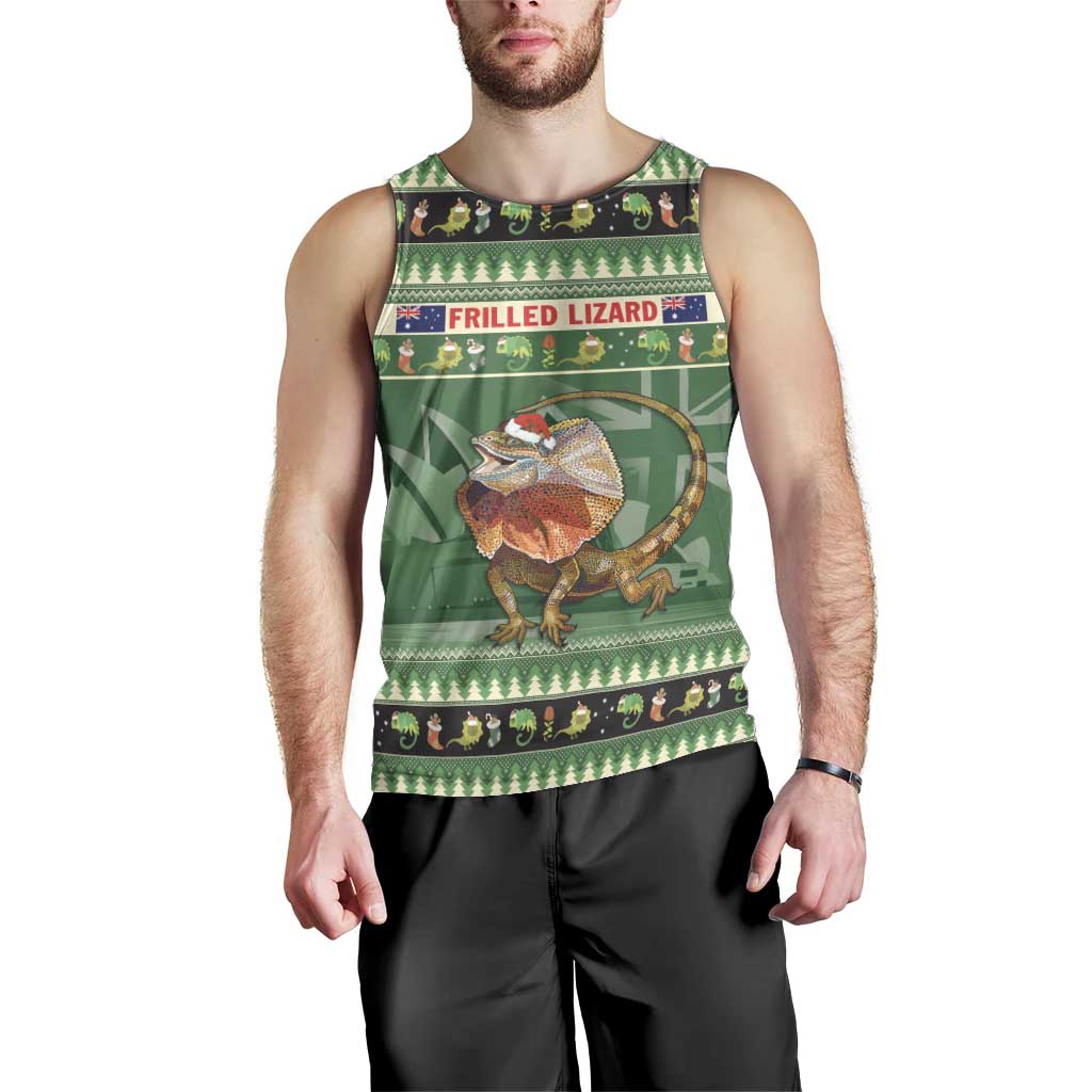 Aussie Frilled Lizard Men Tank Top Merry Christmas - Vibe Hoodie Shop