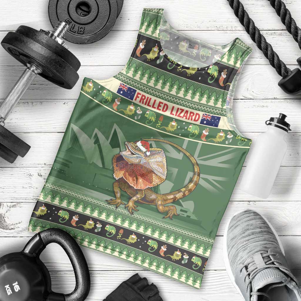 Aussie Frilled Lizard Men Tank Top Merry Christmas - Vibe Hoodie Shop