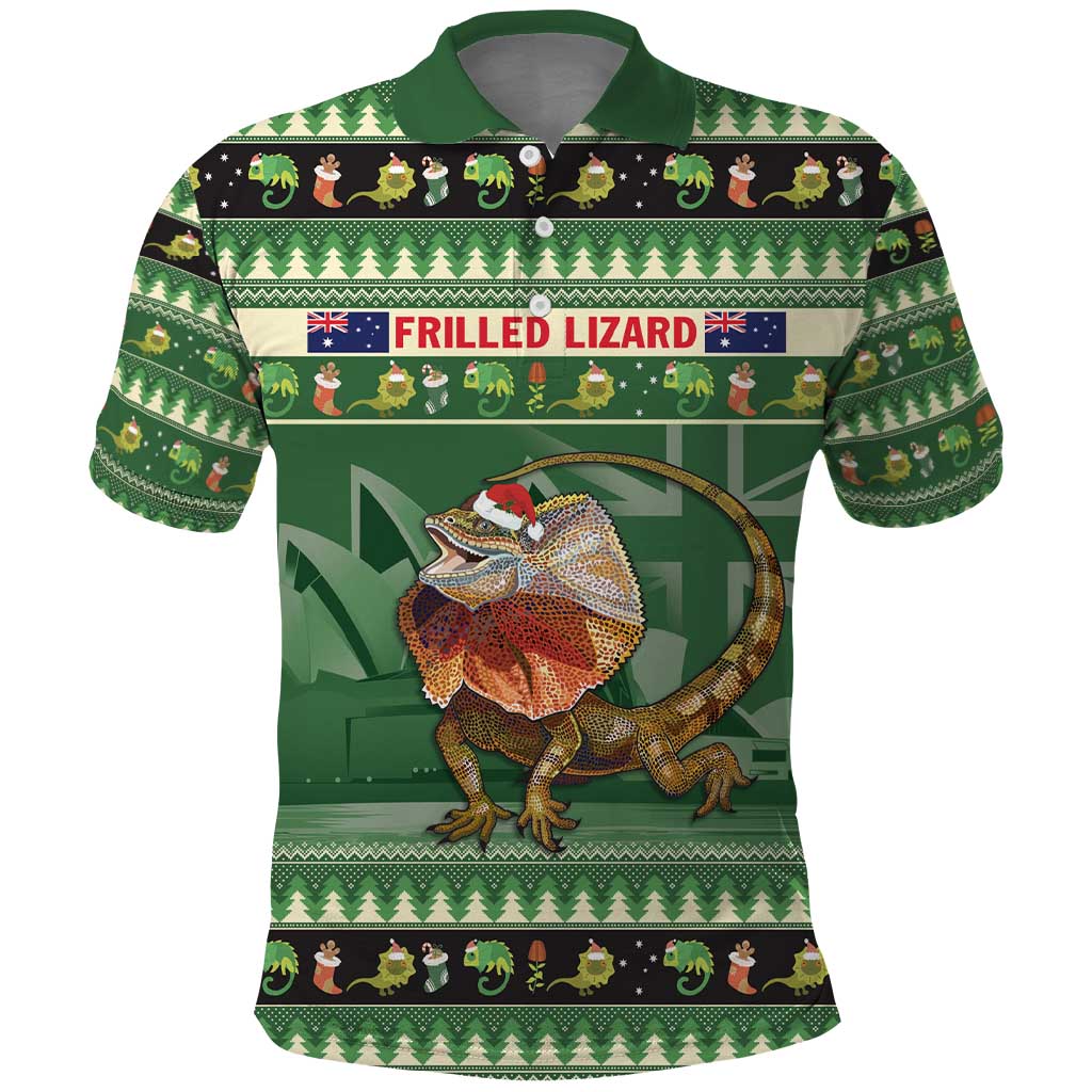 Aussie Frilled Lizard Polo Shirt Merry Christmas LT9 - Vibe Hoodie Shop
