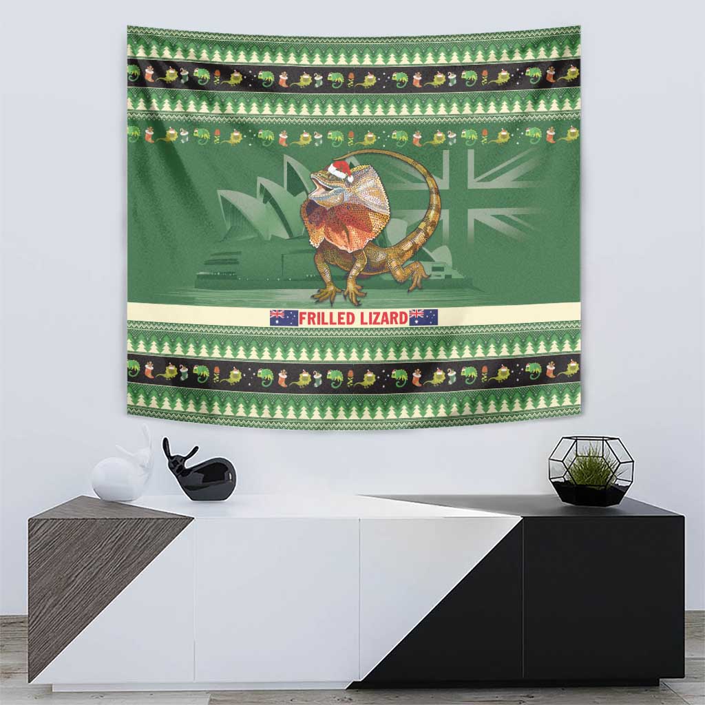 Aussie Frilled Lizard Tapestry Merry Christmas - Vibe Hoodie Shop