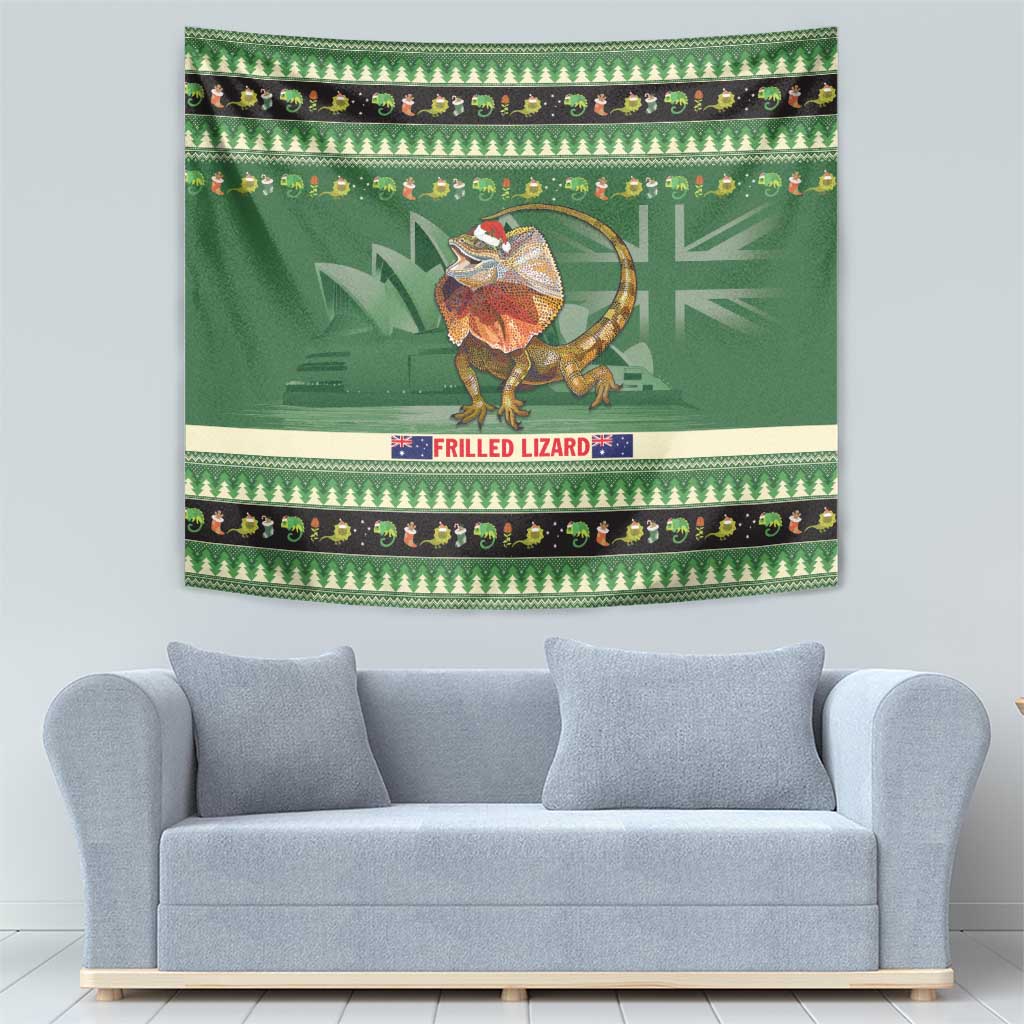 Aussie Frilled Lizard Tapestry Merry Christmas - Vibe Hoodie Shop