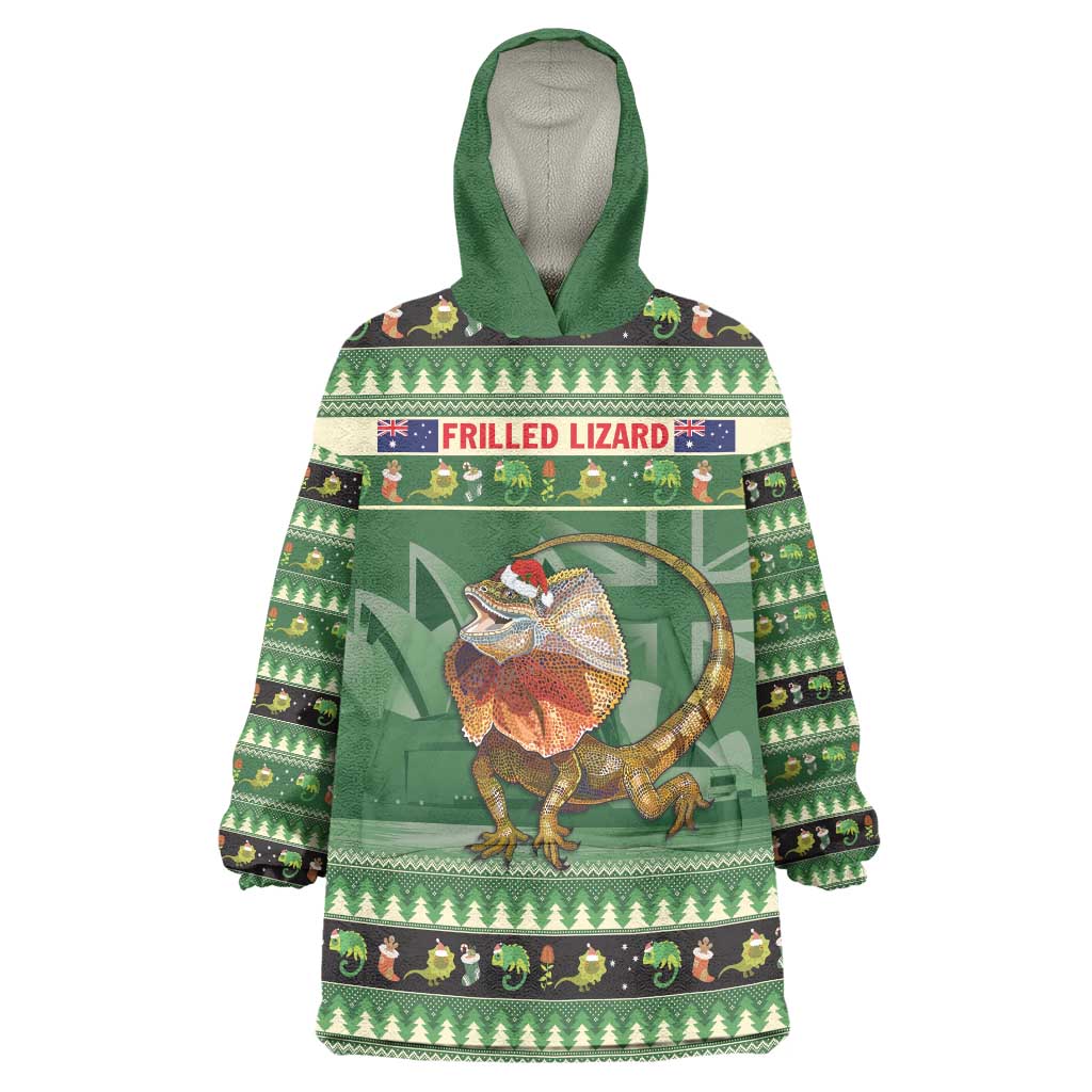 Aussie Frilled Lizard Wearable Blanket Hoodie Merry Christmas - Vibe Hoodie Shop