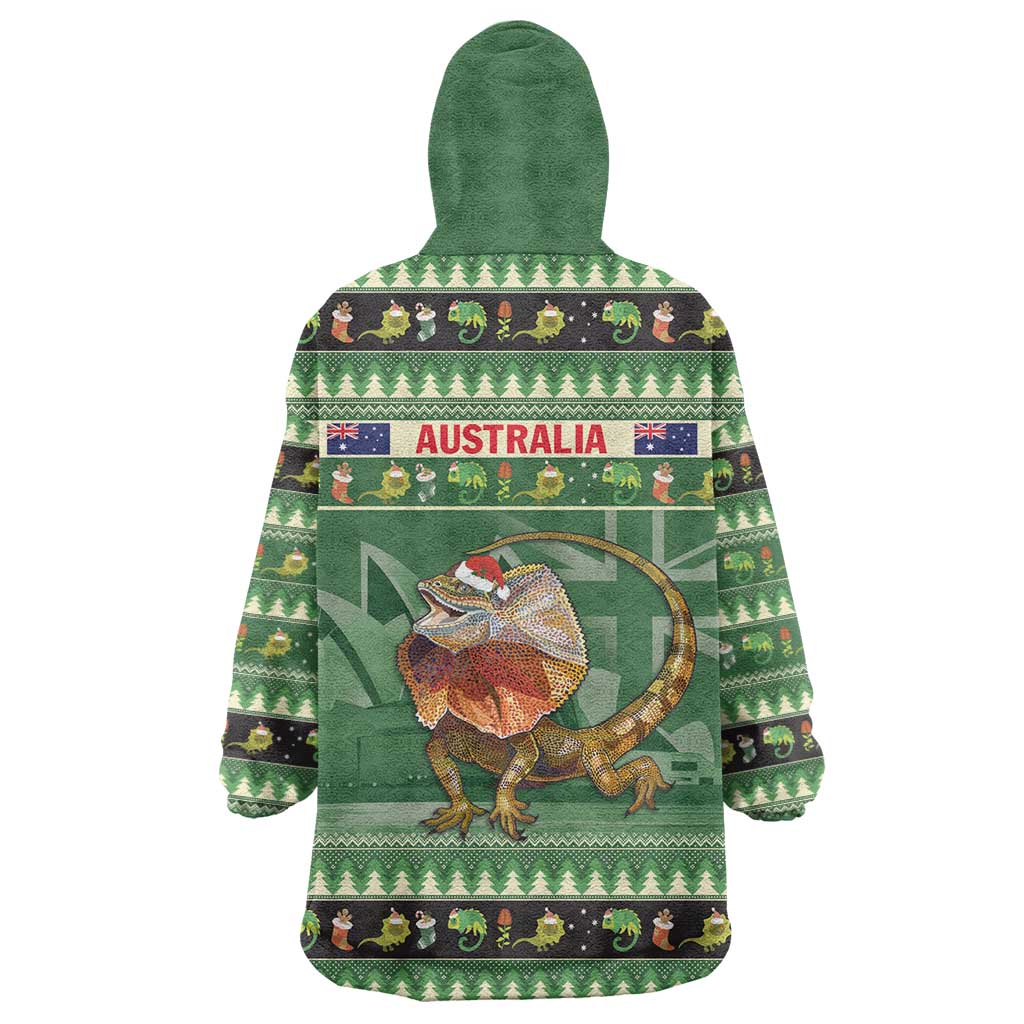 Aussie Frilled Lizard Wearable Blanket Hoodie Merry Christmas - Vibe Hoodie Shop