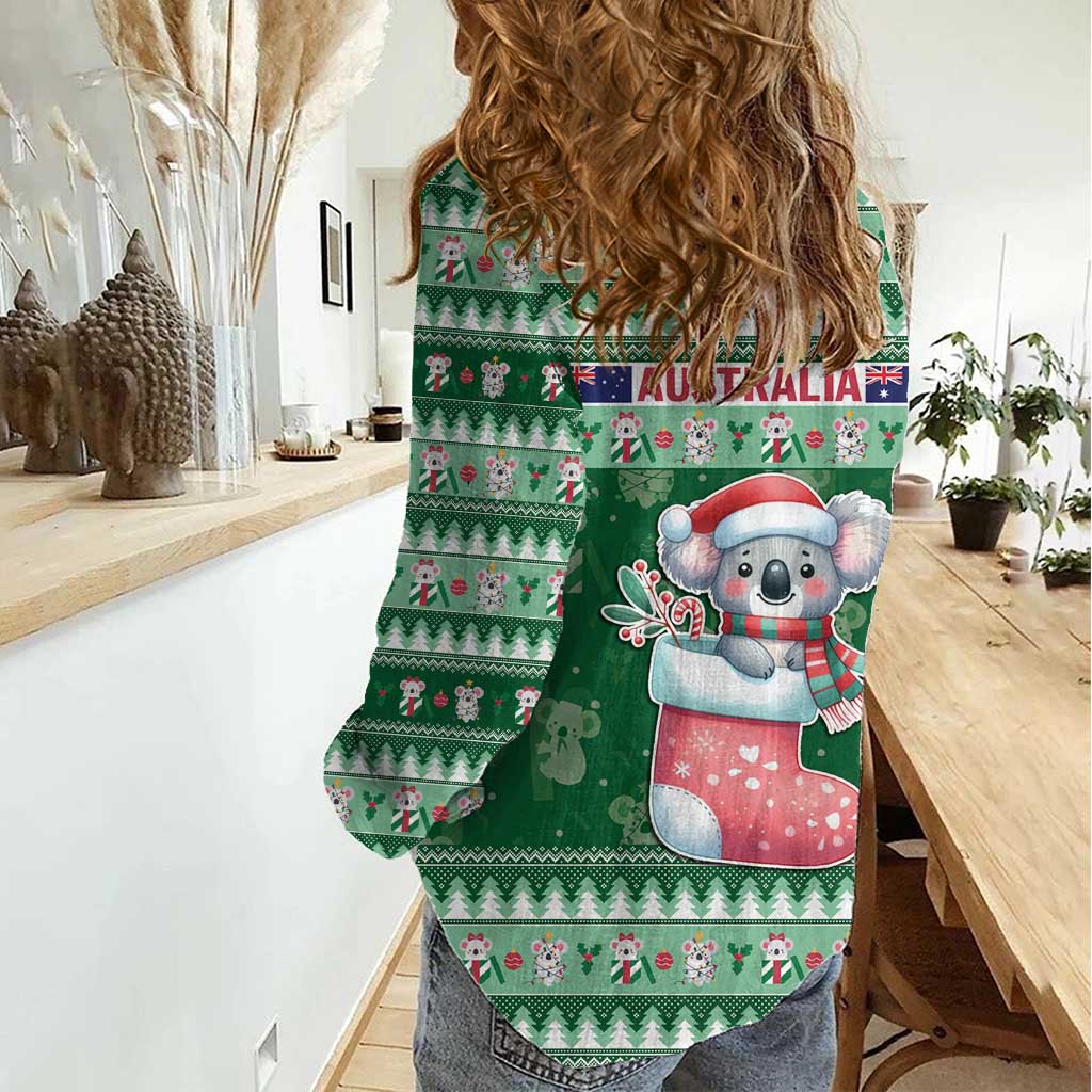 Aussie Koala Women Casual Shirt Merry Christmas - Vibe Hoodie Shop