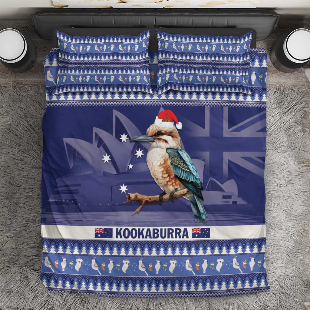 Aussie Kookaburra Bedding Set Merry Christmas Blue Style - Vibe Hoodie Shop