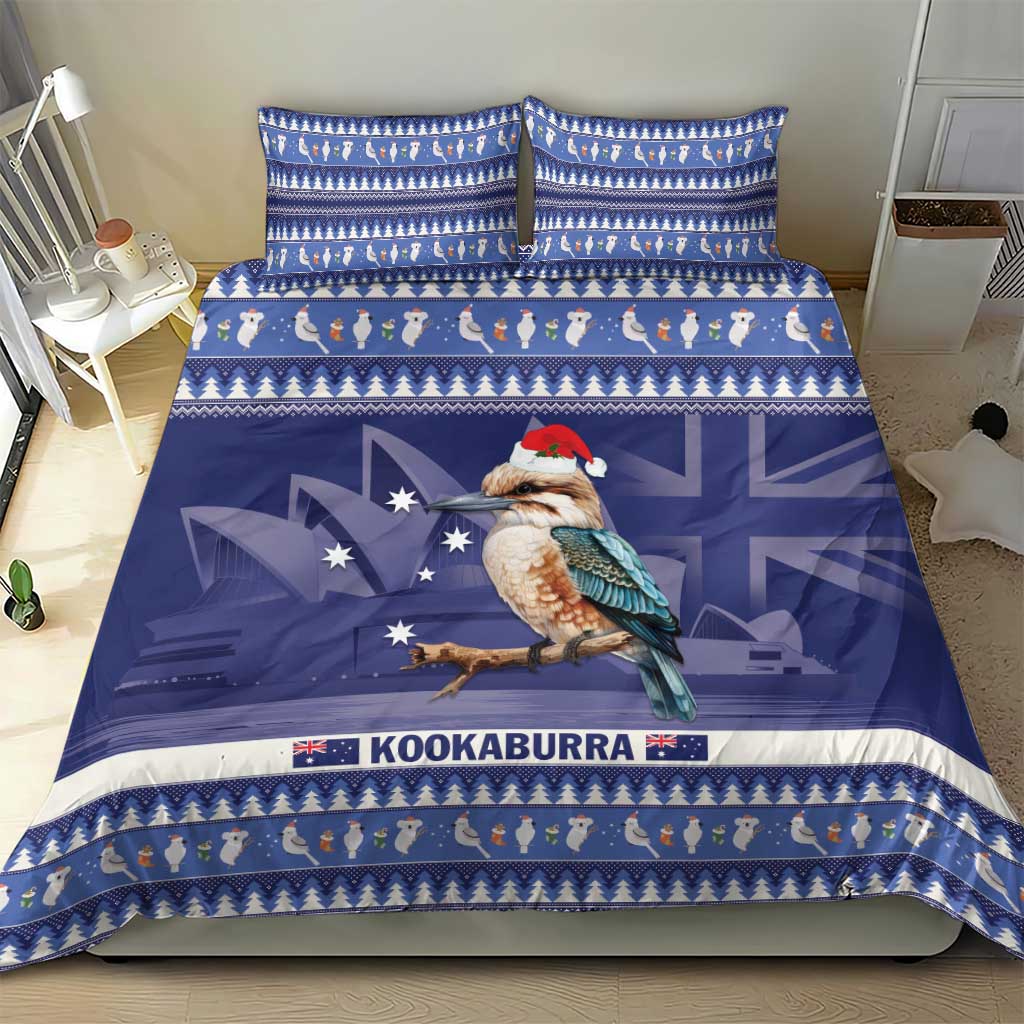 Aussie Kookaburra Bedding Set Merry Christmas Blue Style - Vibe Hoodie Shop