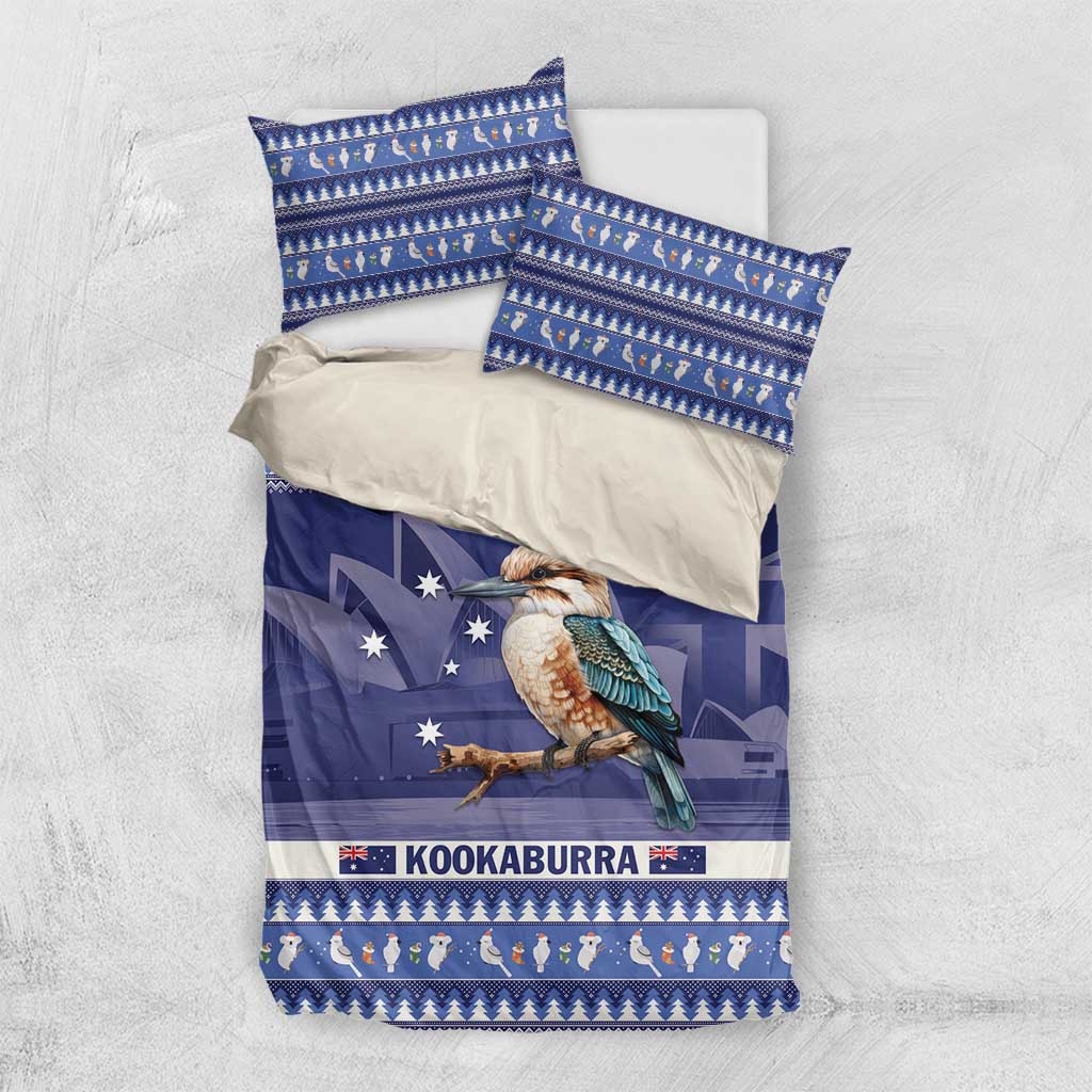 Aussie Kookaburra Bedding Set Merry Christmas Blue Style - Vibe Hoodie Shop