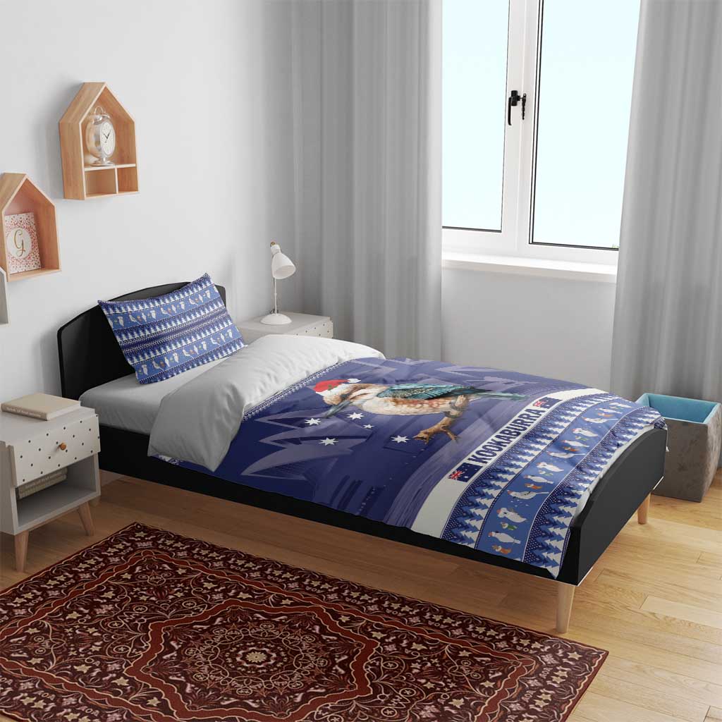 Aussie Kookaburra Bedding Set Merry Christmas Blue Style - Vibe Hoodie Shop