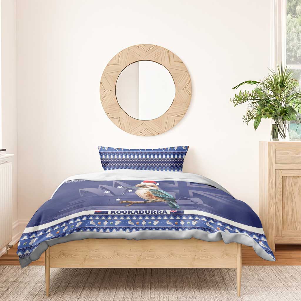 Aussie Kookaburra Bedding Set Merry Christmas Blue Style - Vibe Hoodie Shop
