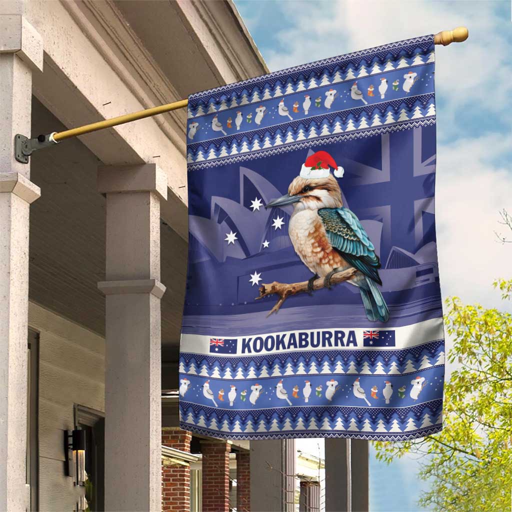 Aussie Kookaburra Garden Flag Merry Christmas Blue Style - Vibe Hoodie Shop