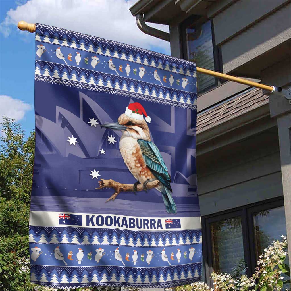 Aussie Kookaburra Garden Flag Merry Christmas Blue Style - Vibe Hoodie Shop