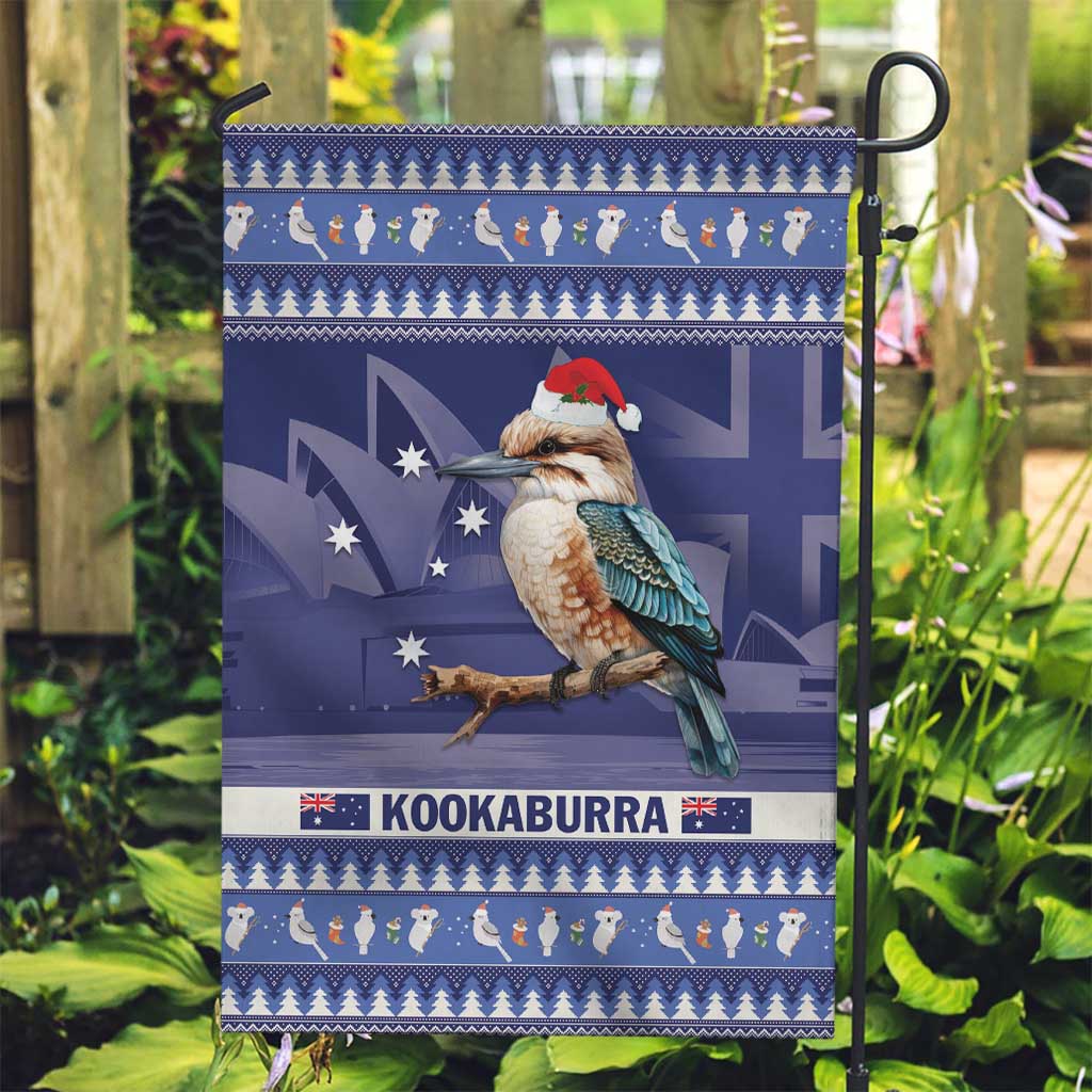 Aussie Kookaburra Garden Flag Merry Christmas Blue Style - Vibe Hoodie Shop