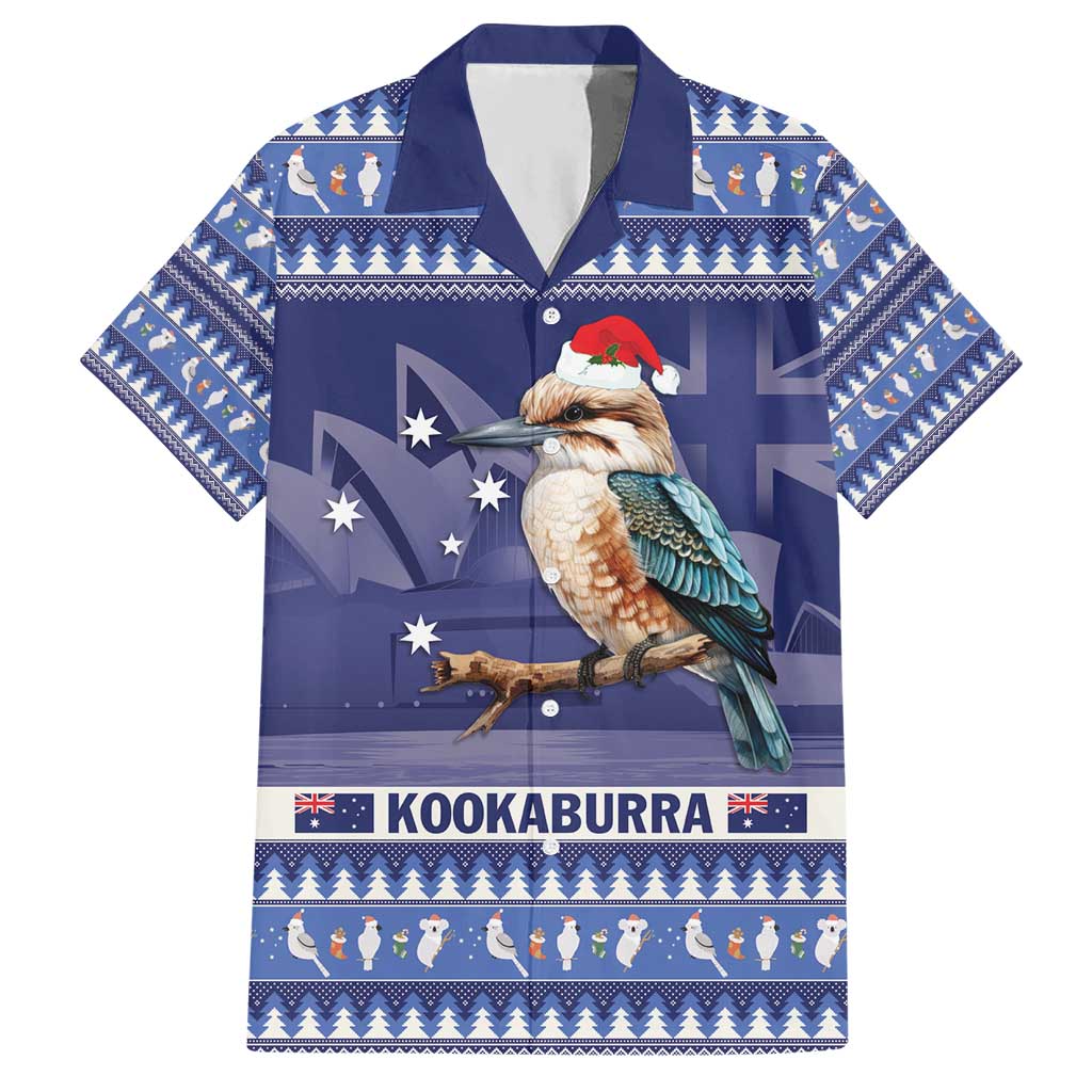 Aussie Kookaburra Hawaiian Shirt Merry Christmas Blue Style - Vibe Hoodie Shop