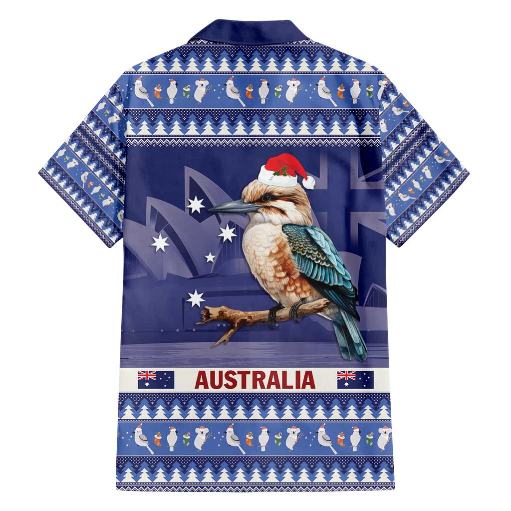 Aussie Kookaburra Hawaiian Shirt Merry Christmas Blue Style - Vibe Hoodie Shop