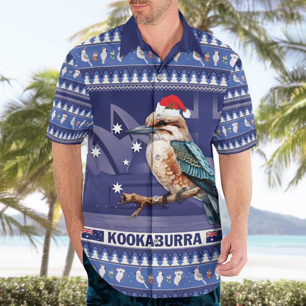 Aussie Kookaburra Hawaiian Shirt Merry Christmas Blue Style - Vibe Hoodie Shop