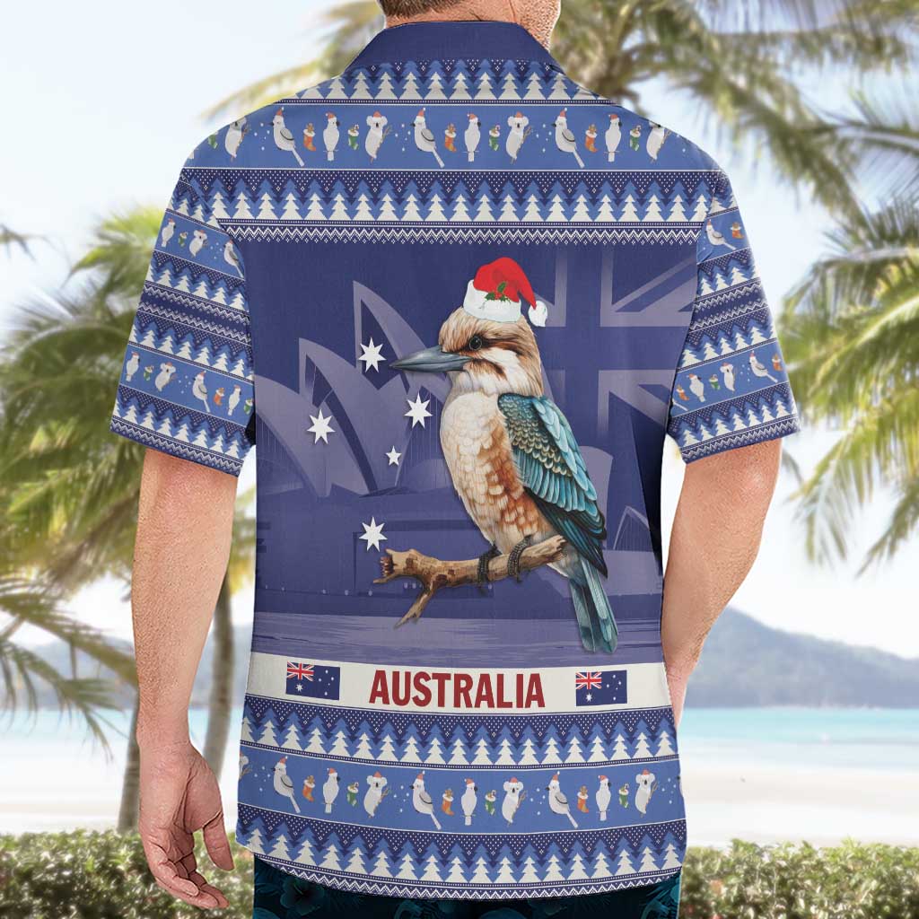 Aussie Kookaburra Hawaiian Shirt Merry Christmas Blue Style - Vibe Hoodie Shop